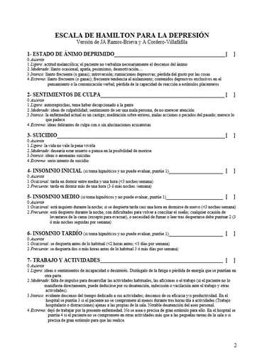 Tema 5 Sesión 1 / Escala de Hamilton para la depresión/ Cristina Velasco