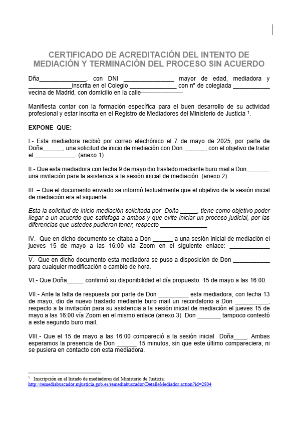Tema 6 Sesión 2 / CERTIFICADO REQUISITO DE PROCEDIBILIDAD / Ana Criado